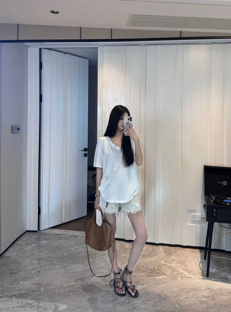 R-HER【松茶可可】夏季新款时尚百搭休闲慵懒风洋气复古牛仔短裤