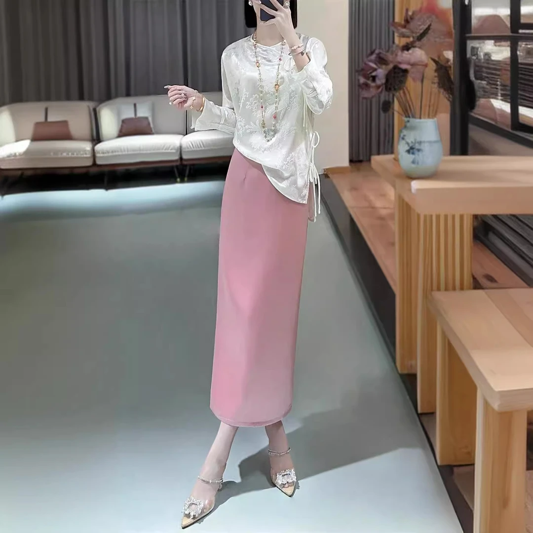 高级感醋酸缎面半身裙女2025春季新款高腰绸缎垂感裙半裙气质时尚