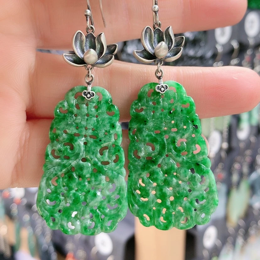 【闪购商品】翡翠耳饰银S925镶嵌精美
