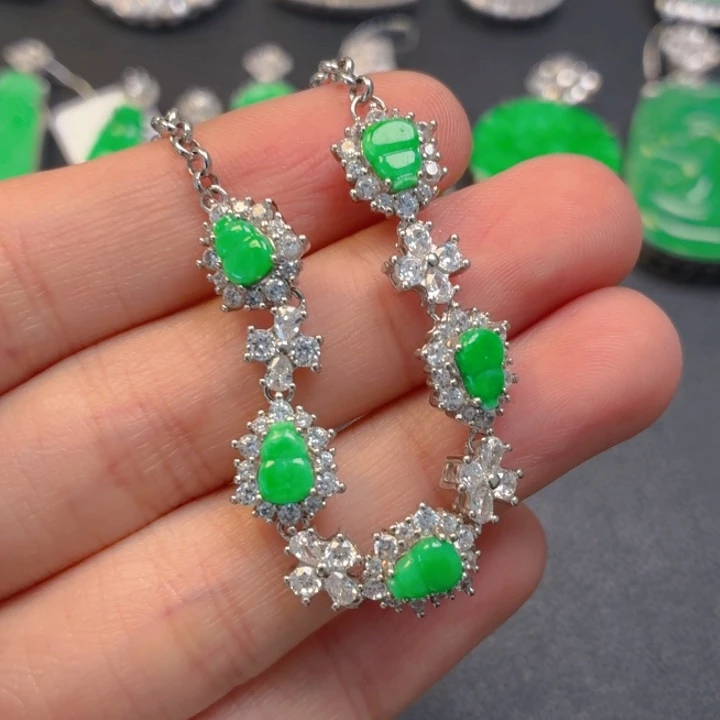 翡翠银S925镶嵌颈饰手链