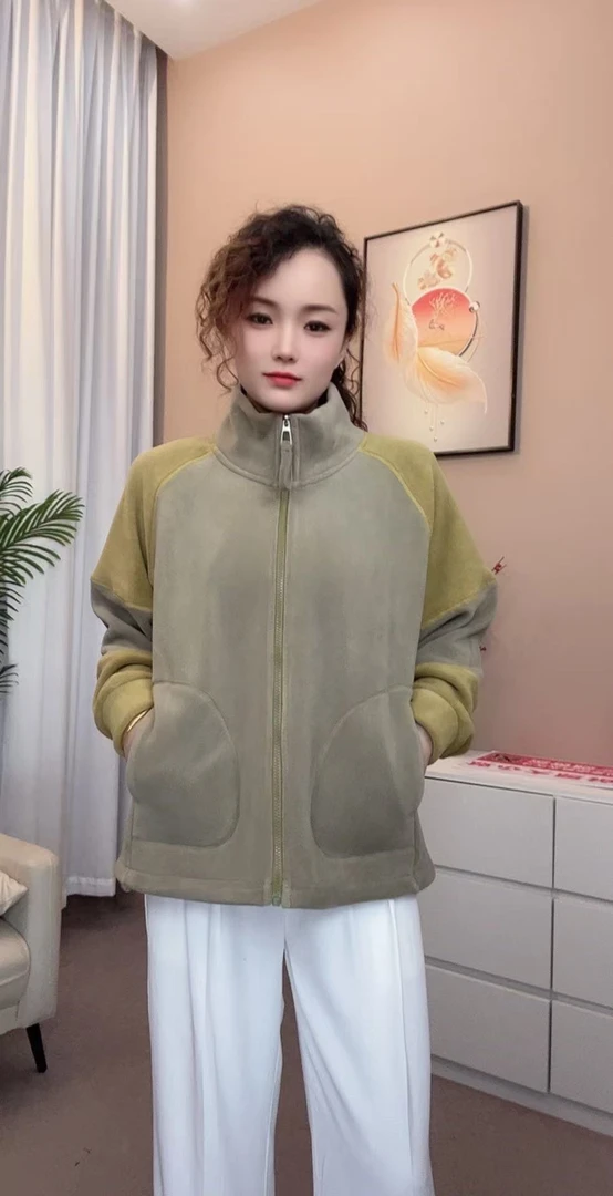【静静】秋冬加绒时尚百搭宽松休闲运动双面奥粒绒外套女装上衣