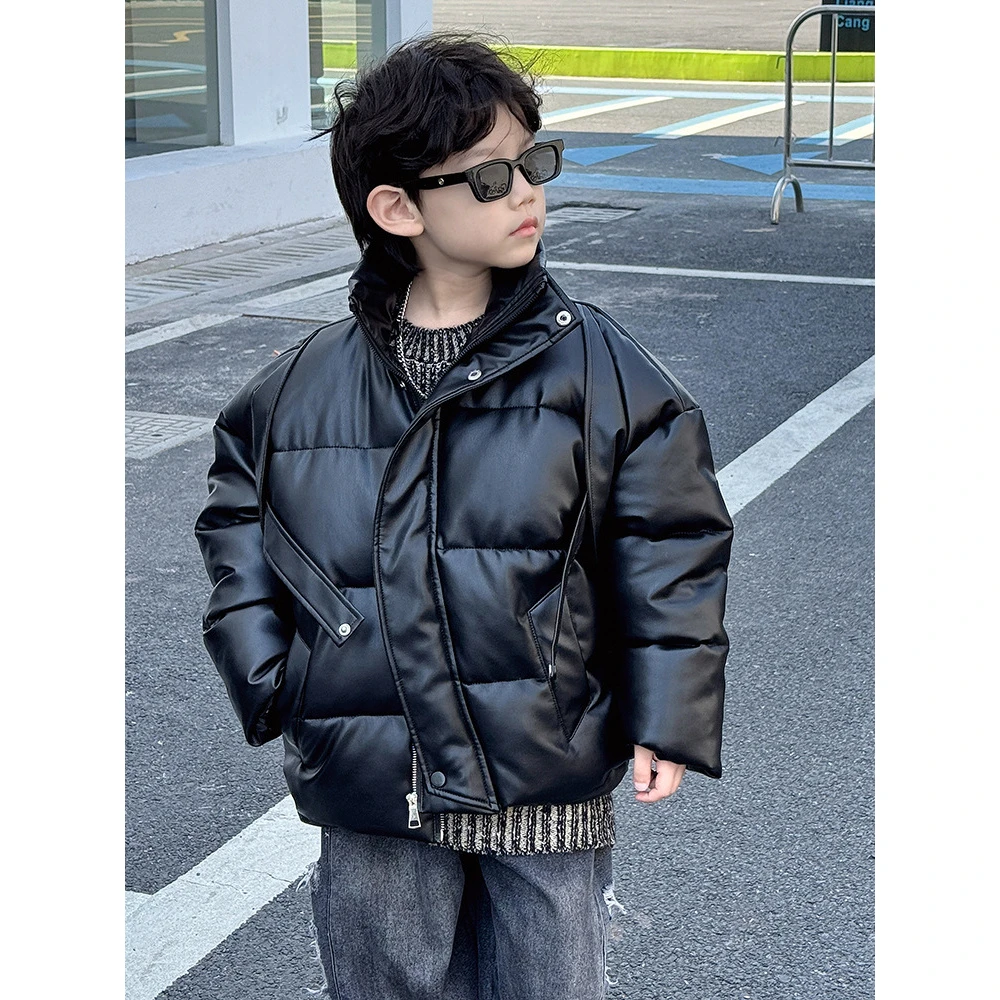 儿童加厚棉衣2024新款男童韩版防风保暖皮棉衣中小童冬装棉服4137