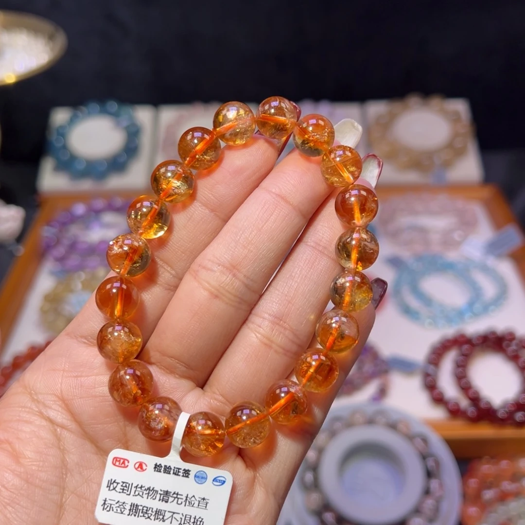 水晶手串未镶嵌暴力黄塔晶10m m