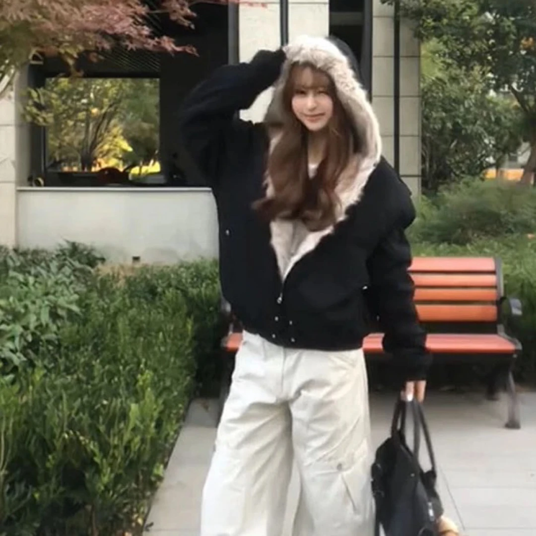 99157 次品无售后简约设计毛茸茸外套找版