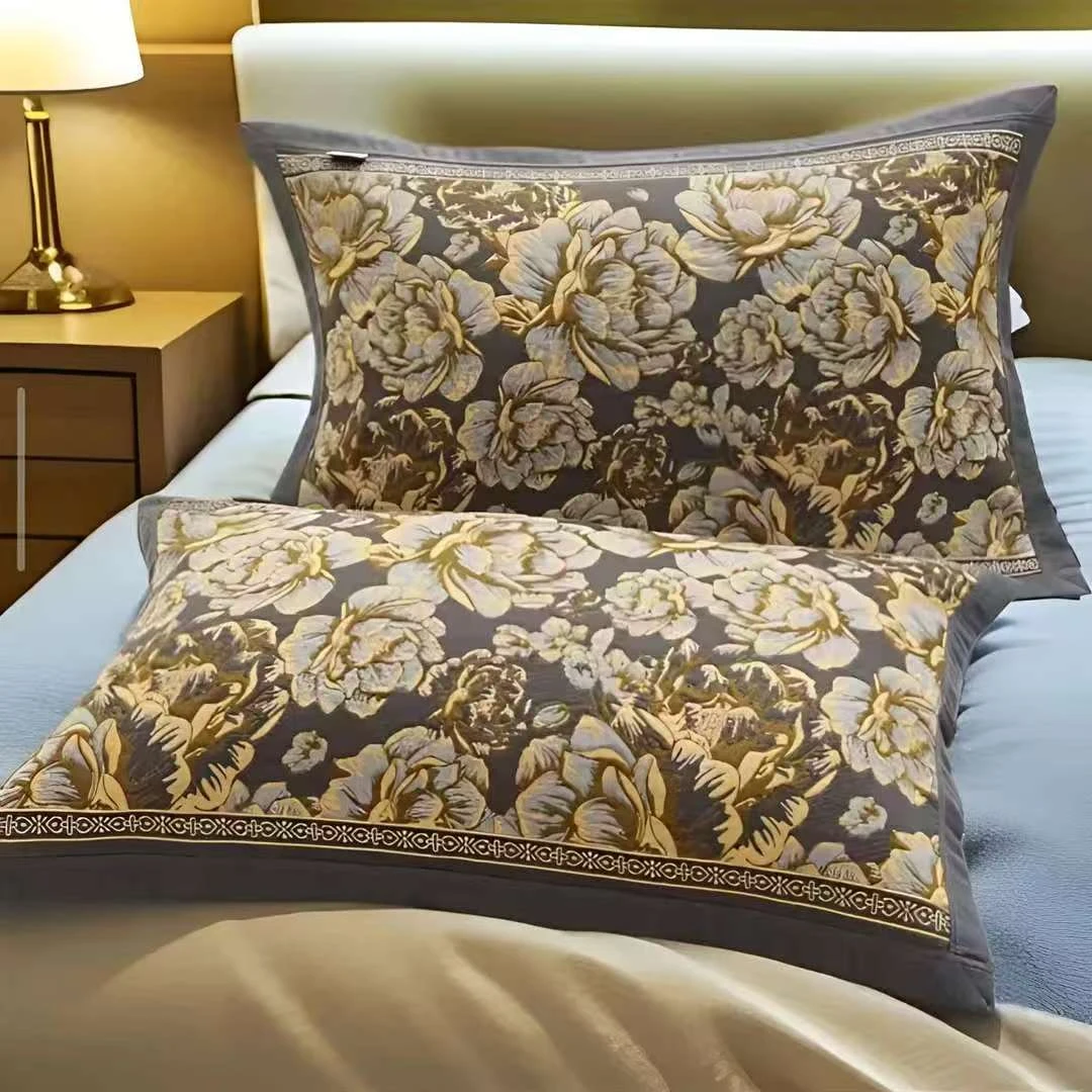 多层纱布枕巾--富贵满堂