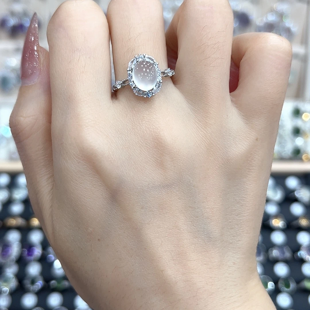 蛇纹石玉银S925镶嵌戒指