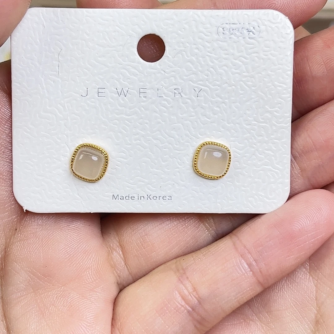 盘***员和田玉银S925镶嵌耳饰