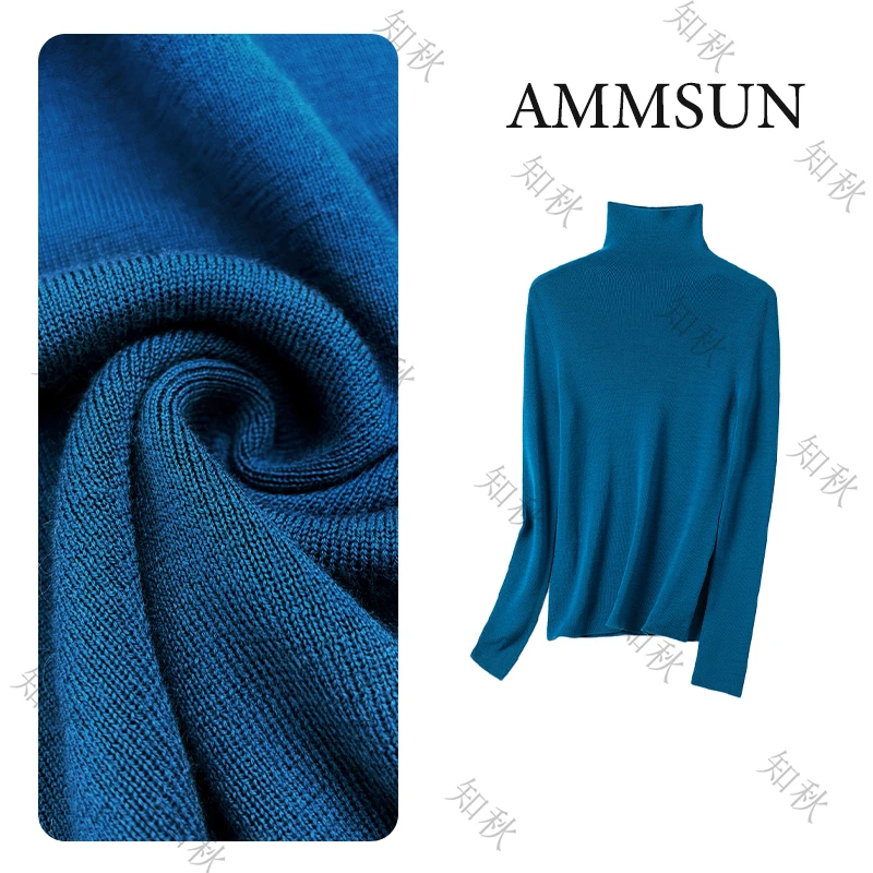 「知秋」高领可机洗100%精纺羊毛衫保暖18针无缝显瘦女士打底衫