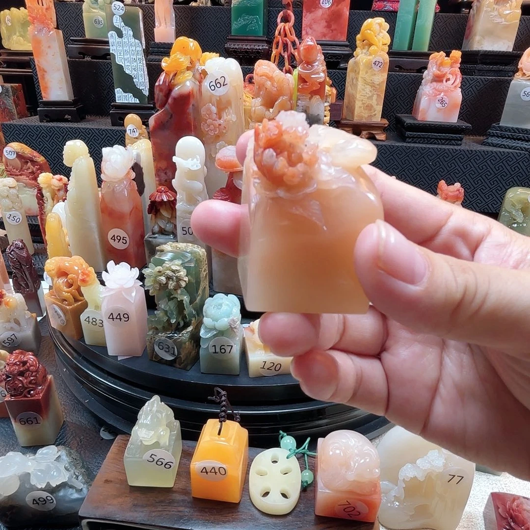 寿山石其他牡丹花墩子