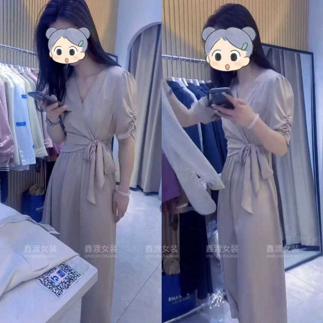 2025夏季新款时尚显瘦气质女士网红洋气连衣裙百搭款D9136