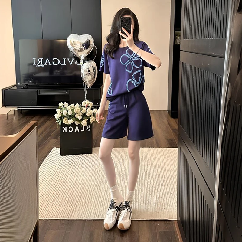 休闲套装女两件套显瘦气质小个子运动阔腿宽松夏季短款网红洋气