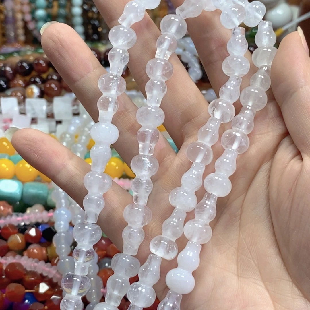 未镶嵌玛瑙/玉髓珠宝半成品白水晶葫芦一条卡10*18mm