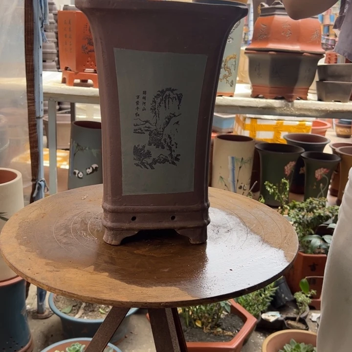 宜兴紫砂花盆21绿四方