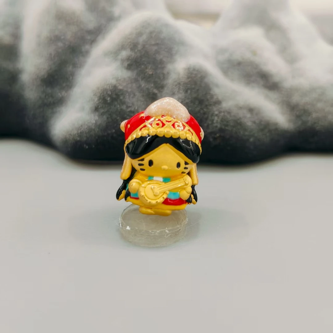 【珺铺黄金】足金999新疆女孩kitty3D烧蓝硬金转运珠饰品