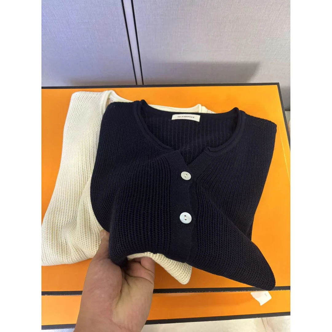 《山水 8457》 新款早秋剪刀领拉网休闲百搭针织衫女