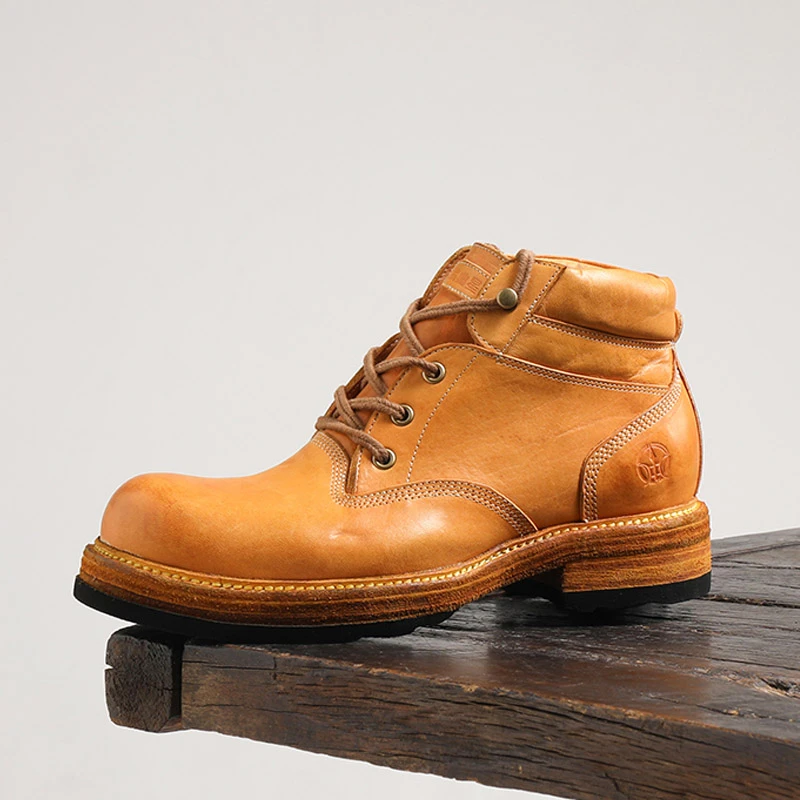 秋冬新款战神系列水洗马皮手工固特异复古工装靴马丁靴都市户外靴
