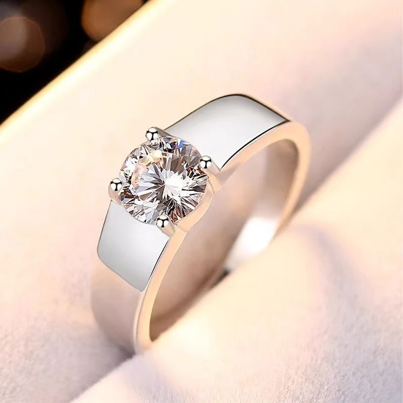 925银莫桑石戒指 「光臂男戒」高品质经典时尚男士情侣光面简约结婚