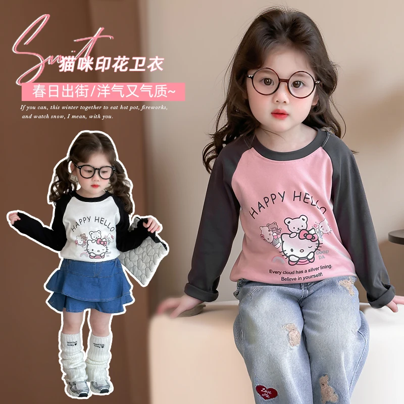 女童长袖t恤2025新款洋气女宝宝春秋小童韩版上衣儿童春装打底衫