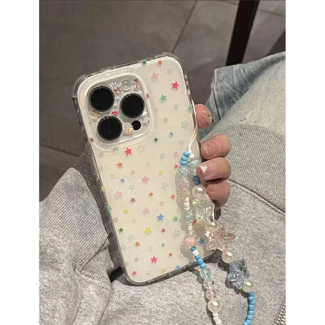 白闪多彩星星适用苹果16promax手机壳iPhone15/14/12/13软plus壳