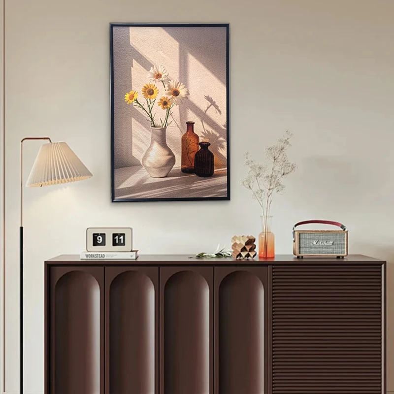 现代小清新砂岩画 客厅沙发背景墙装饰画 铝合金边框壁画花4060