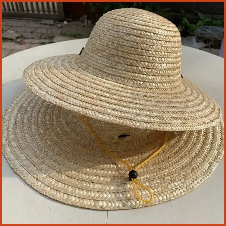 农民手工麦秆草帽大檐户外CCM0田园防晒劳保农用遮阳帽男钓【盛固】