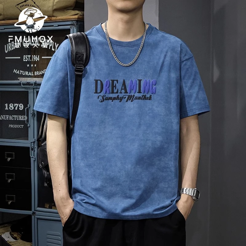 @放牧火星 重磅扎染短袖t恤男夏季新款潮牌发泡印花宽松休闲体恤