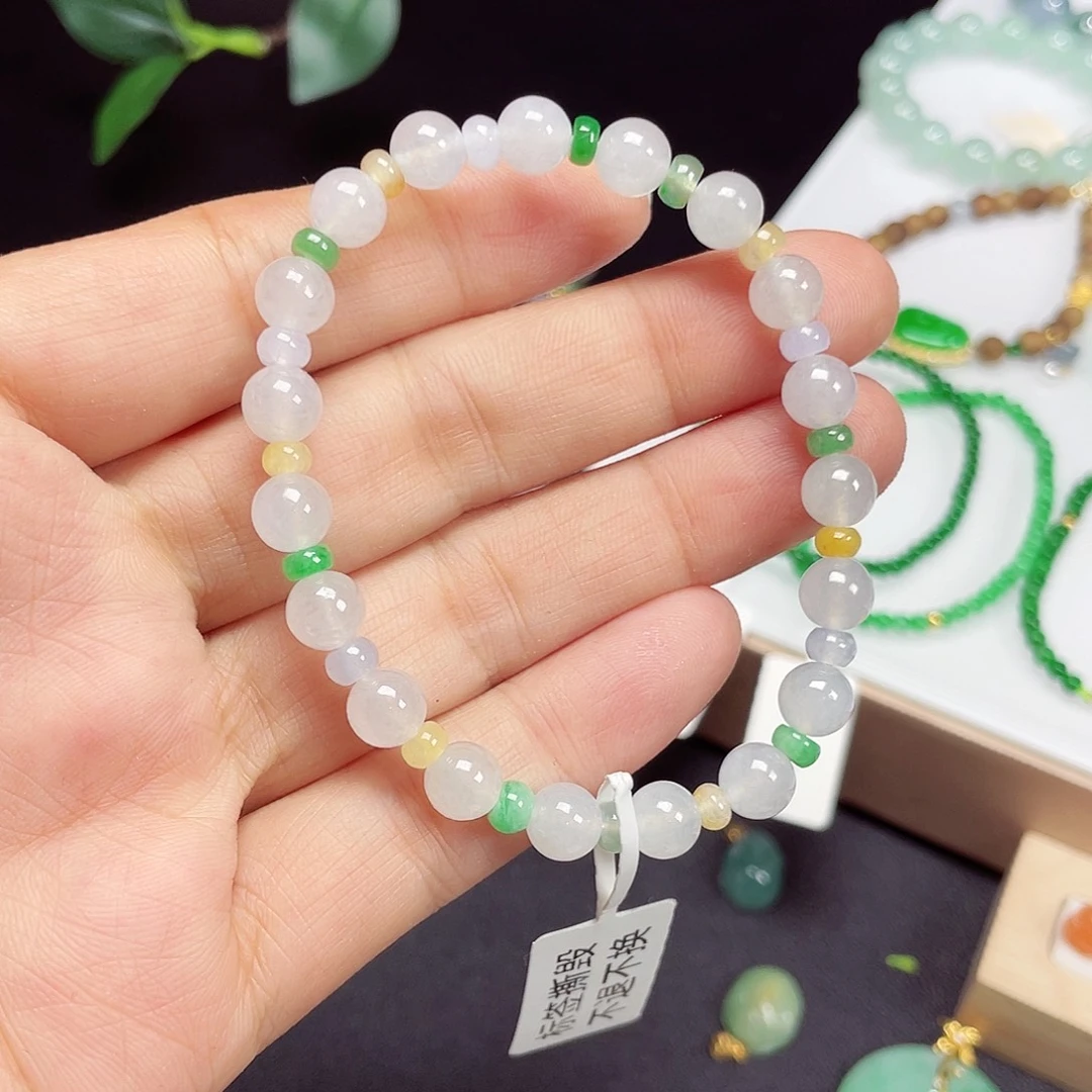 翡翠未镶嵌手链天然缅甸翡翠A货卡7