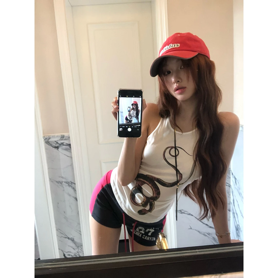 FORNI 八岐大蛇 蛇年限定设计感印花蛇100全棉宽松跨栏背心