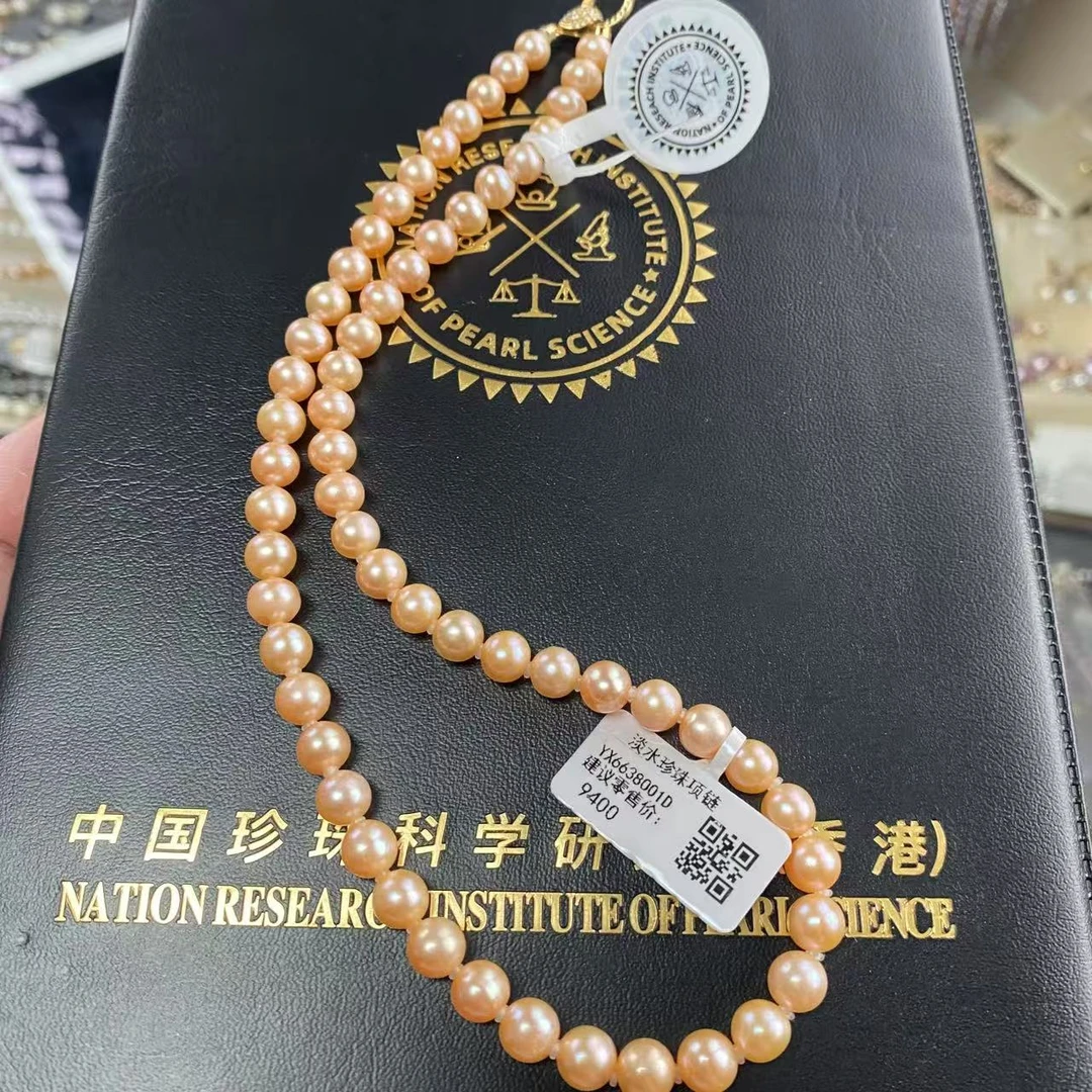 【LQ专享】S925银淡水无核中国红7-8mm珍珠项链(香港大证)