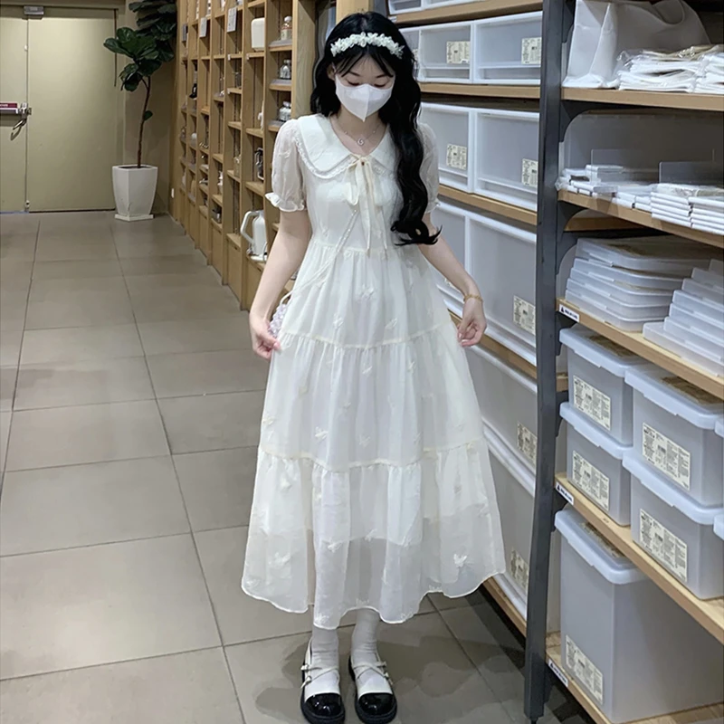 初中学生连衣裙2025夏季新款少女甜美高中女生仙女裙过膝长裙显瘦