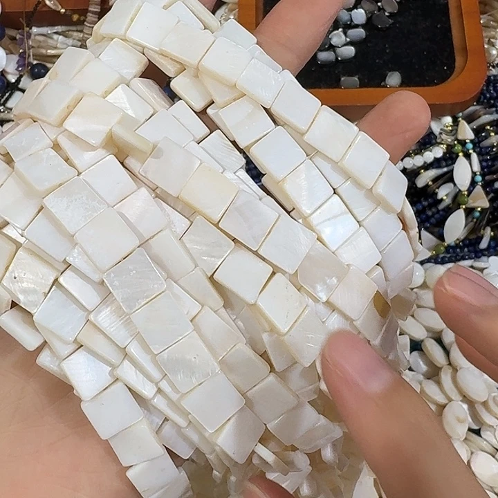 玛瑙/玉髓合金珠宝半成品3条10mm贝壳正方形