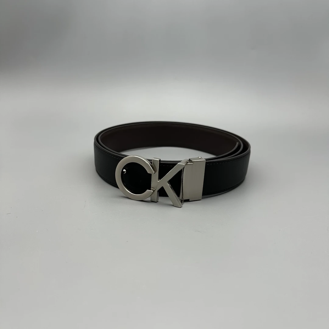 CalvinKleinJeans/ ck007 经典黑色真皮皮带 时尚百搭
