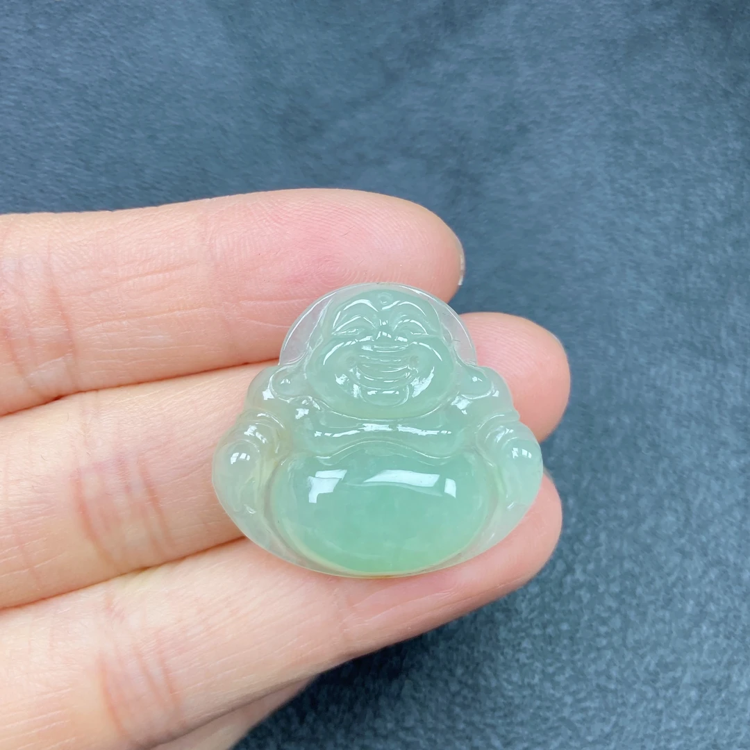 冰润精美佛公吊坠缅甸天然翡翠a货 尺寸29.1×26×6.2mm