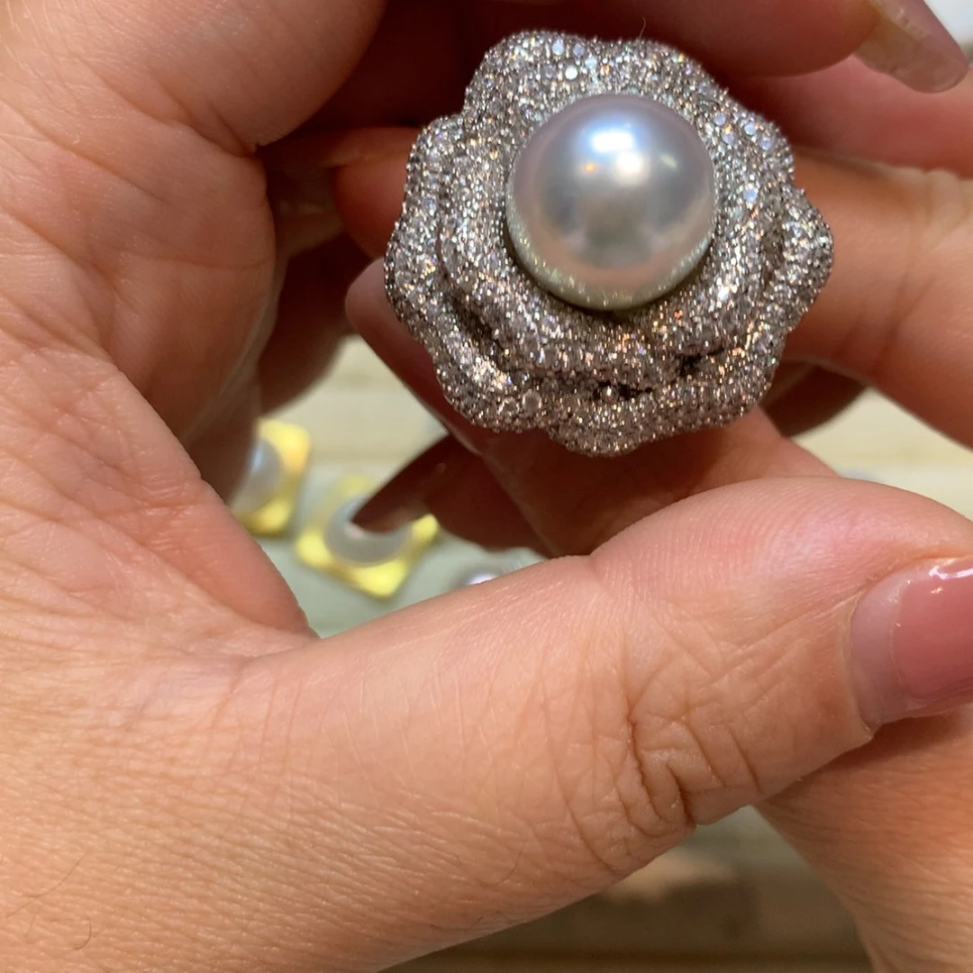海水珍珠戒指银S925镶嵌