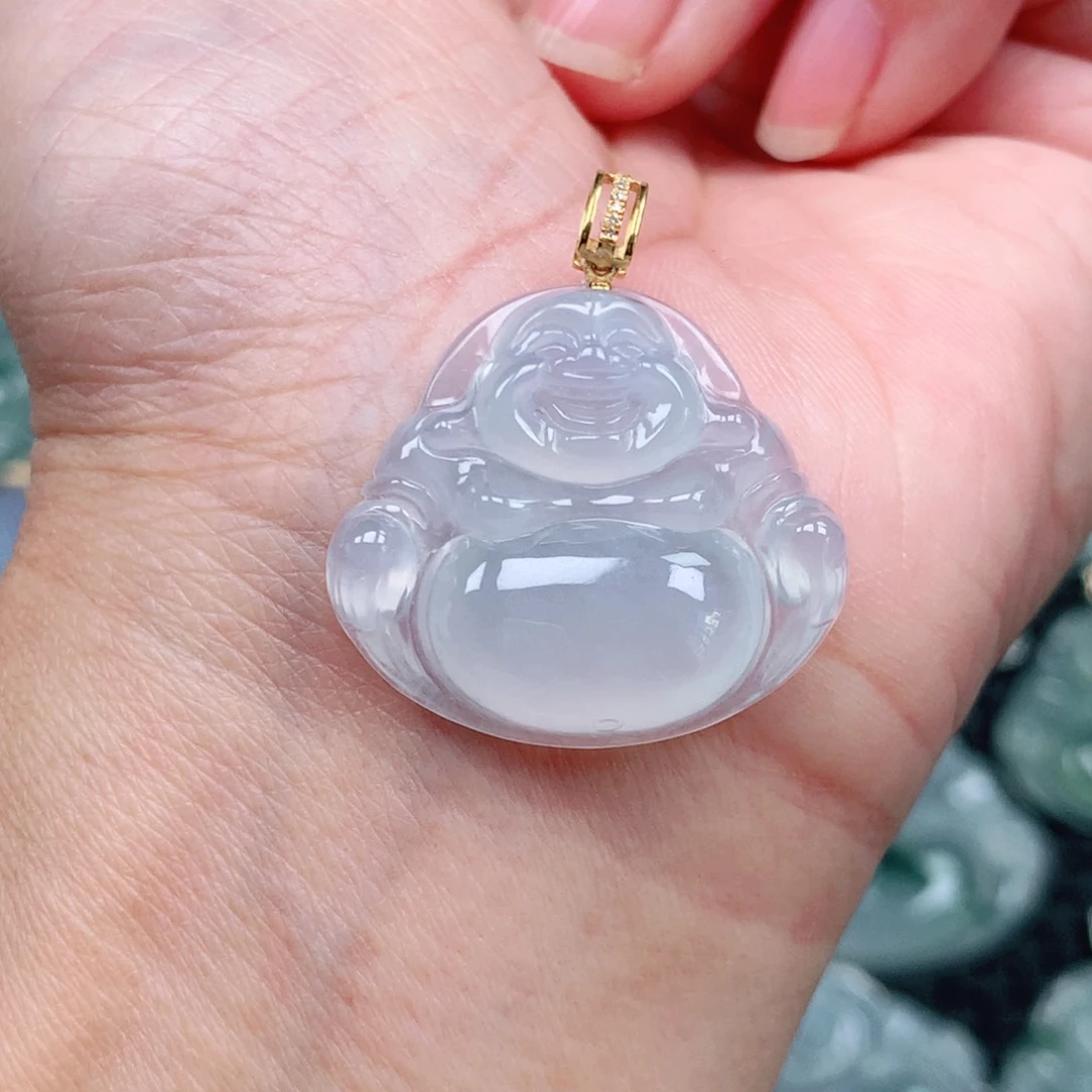 翡翠吊坠(不含链)18K金镶嵌