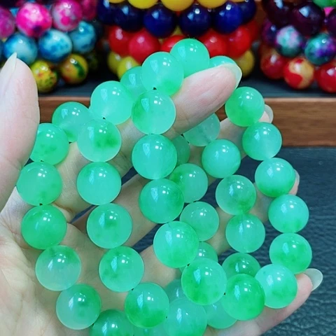 玛瑙未镶嵌手饰绿飘花14