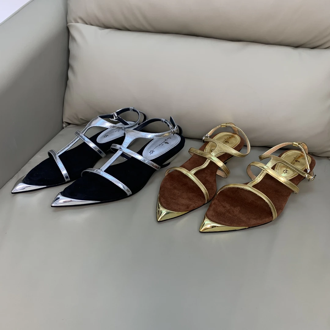 尖头低跟一字带凉鞋5091