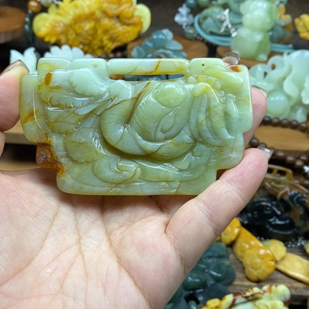 蛇纹石玉未镶嵌吊坠(赠链)微瑕