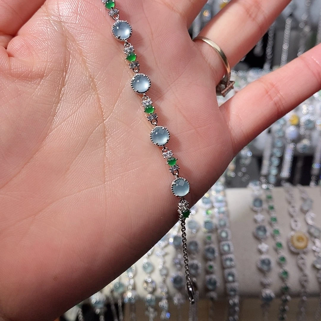 翡翠银S925镶嵌手链