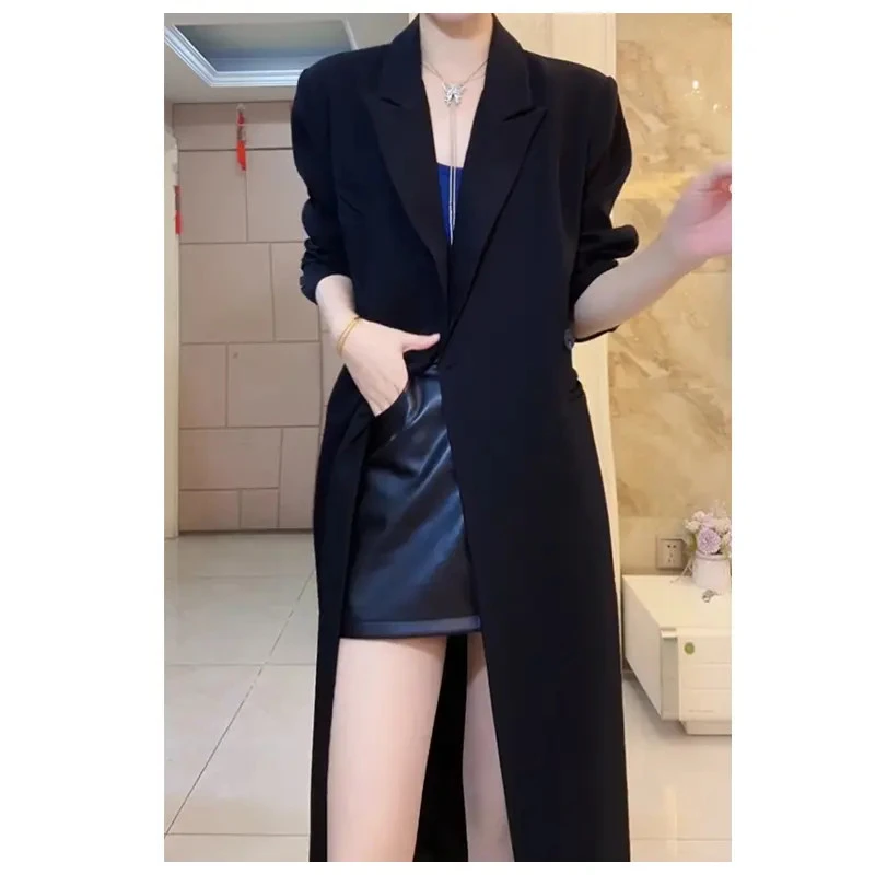 风衣外套女春季新款高级设计感宽松显瘦长款过膝休闲气质西装大衣