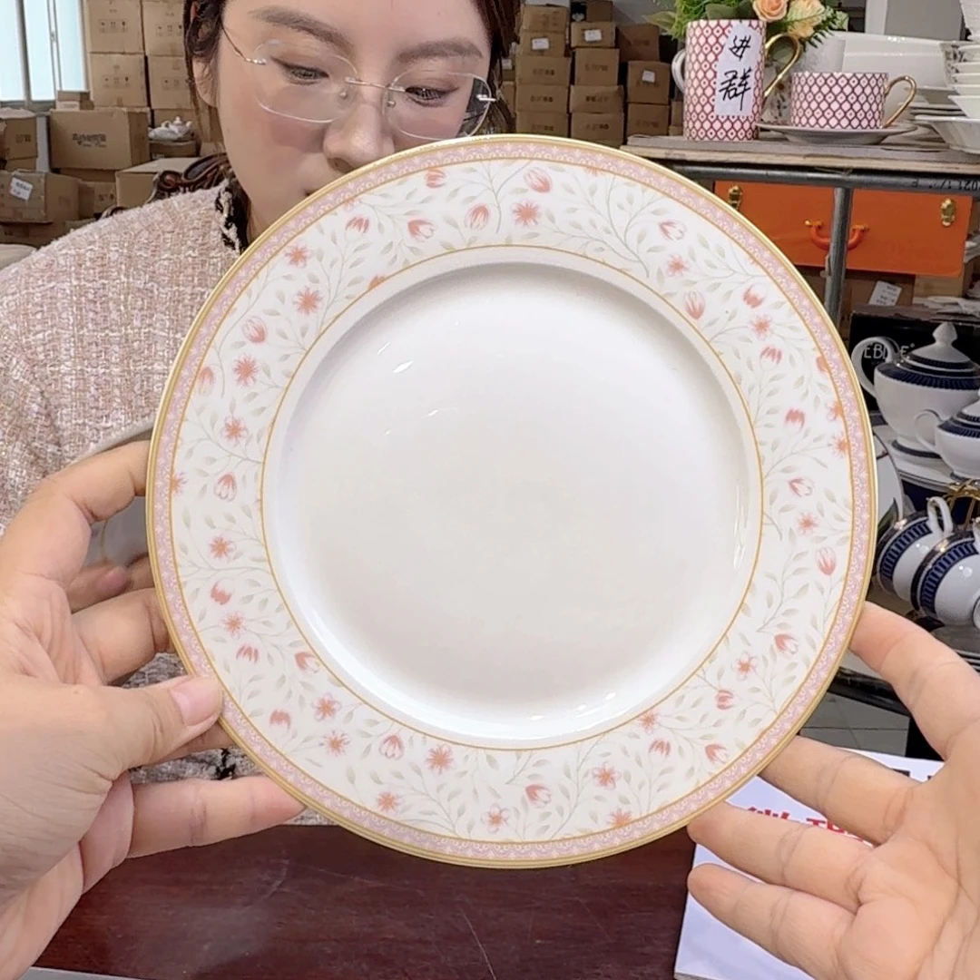 骨瓷骨瓷8英寸20cm平盘4只外贸骨瓷