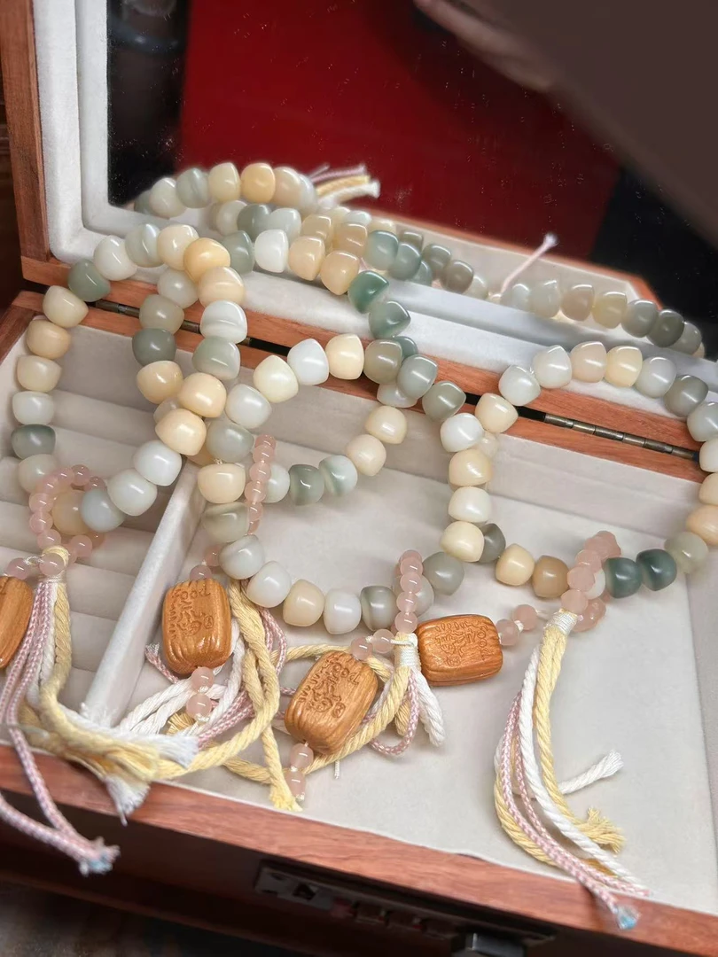 白玉菩提根手持手串男女佛珠碗珠配木质流油多样性发其一