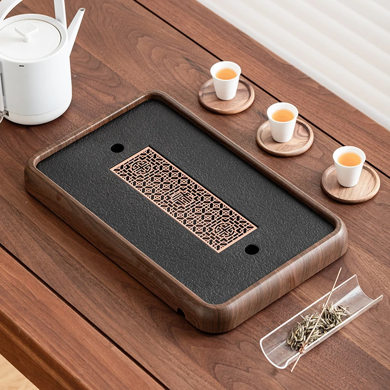 茶盘46*29密胺边家用简约茶具沥水两用茶托盘桌面小型干泡盘（色）