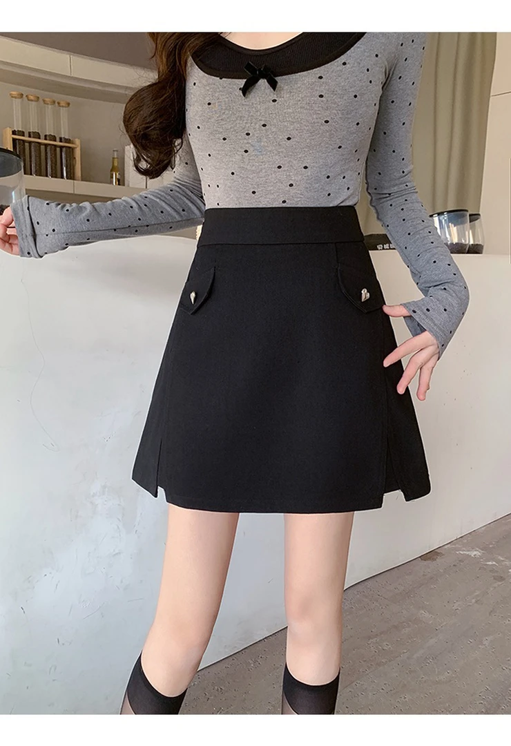 【冰姐】2025春季新款高腰显瘦遮胯A字半身裙