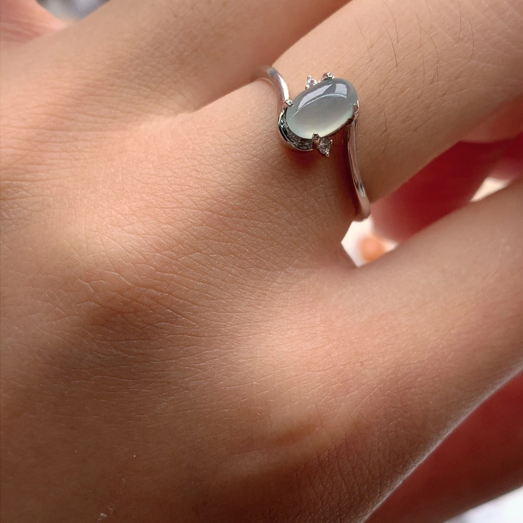 翡翠戒指银S925镶嵌戒指