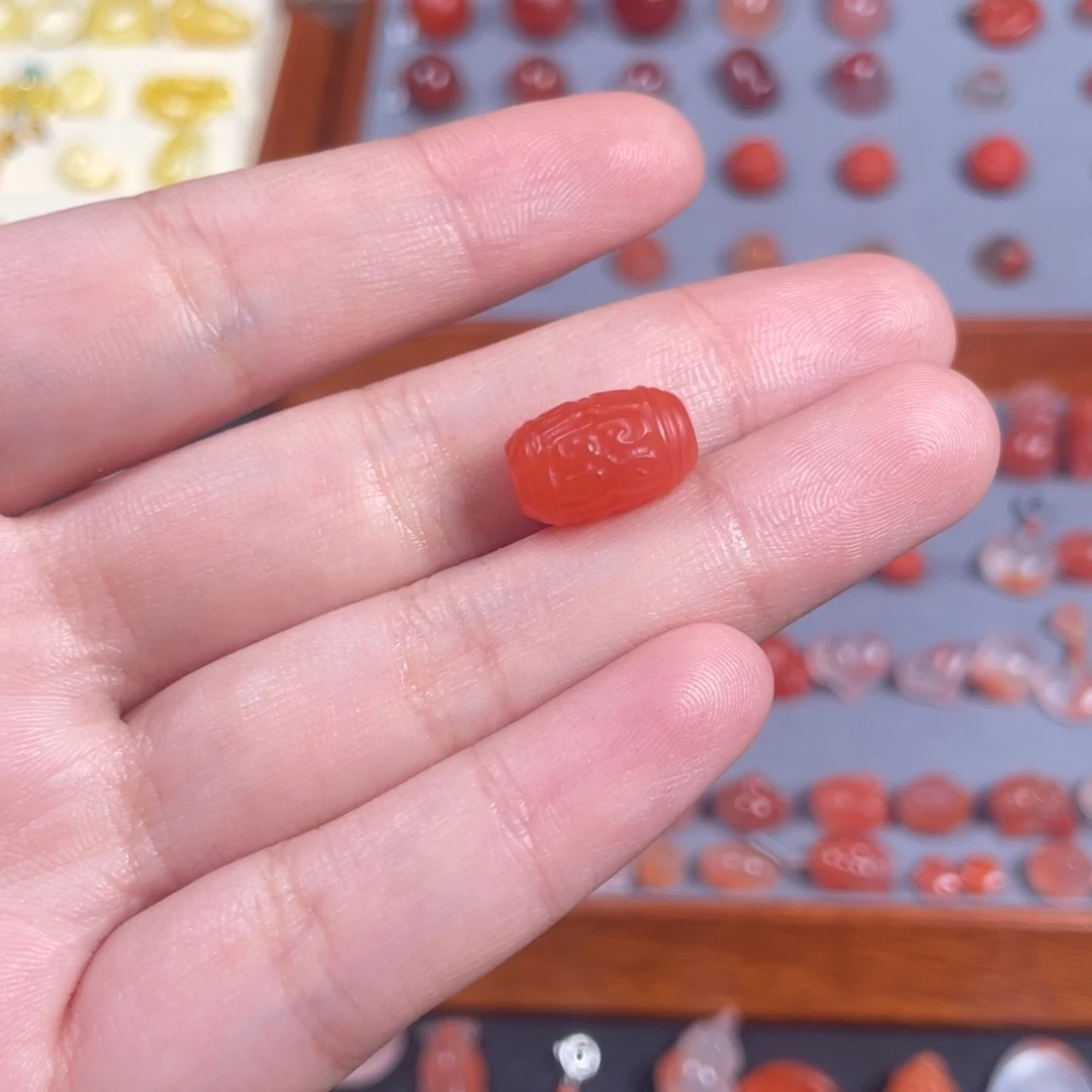 南红玛瑙回纹桶珠未镶嵌铲***✔