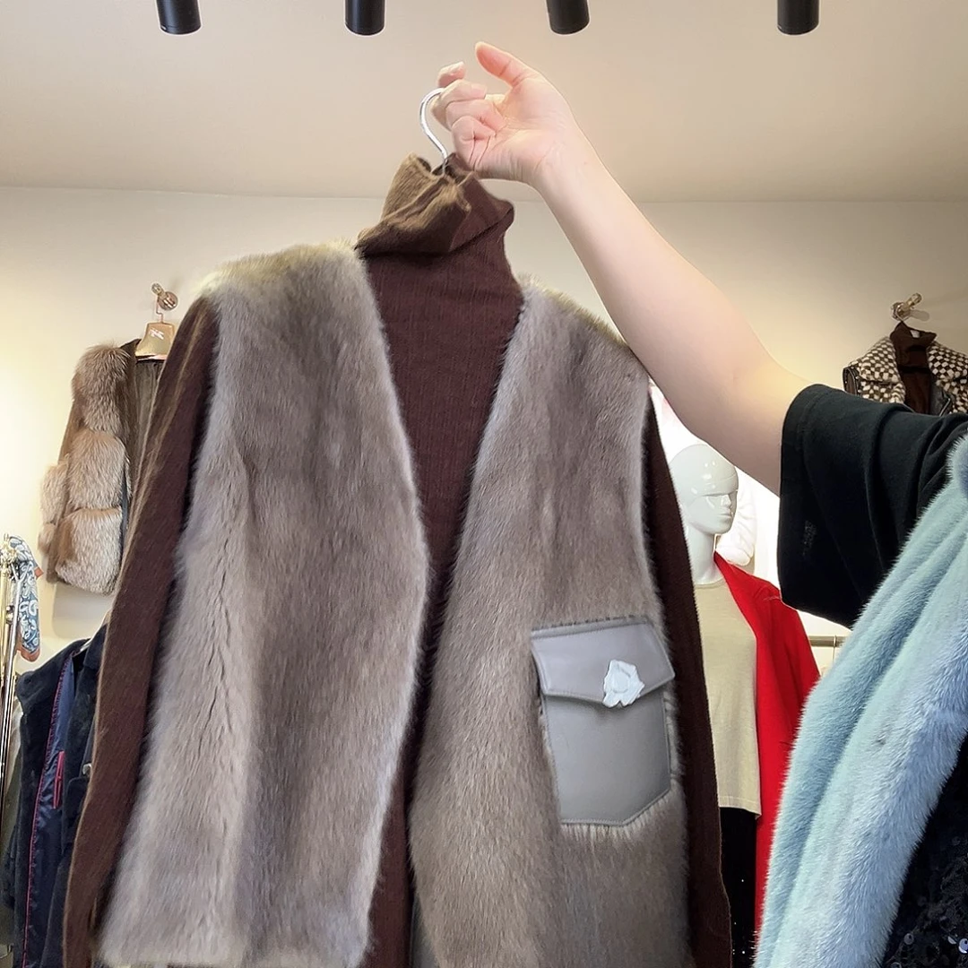 貂皮外套搭配牛仔