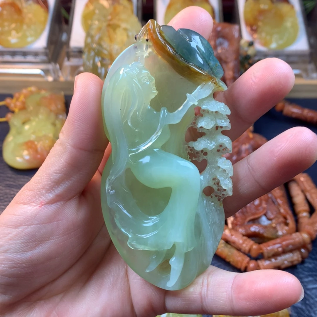 【闪购商品】蛇纹石玉手把件未镶嵌