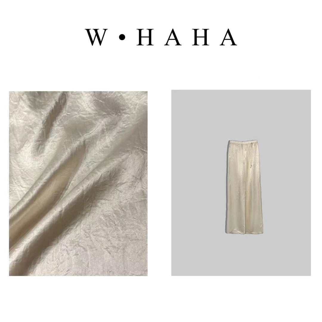 W·HAHA【江南小调】超薄重磅100醋酸肌理感直筒裤含衬裤21503