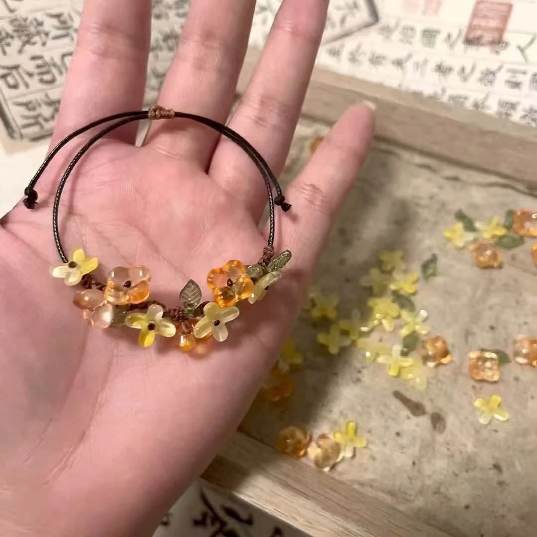 非金属树脂手链 十里丹桂中秋桂花渲染国风手链手绳